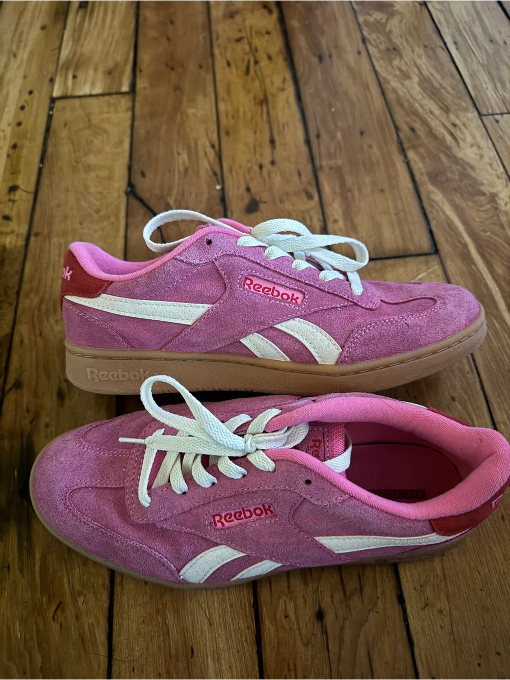 Reebok Club C Revenge – Pink & White Suede Shoes Size 8
